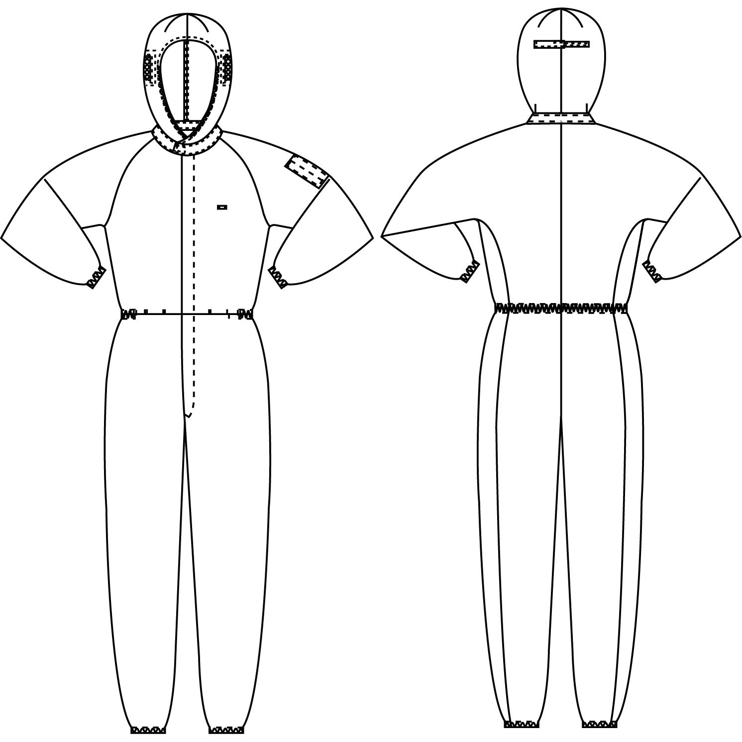 C1550W-LL クリーンウェア フード一体型超静電クリーンスーツ ミドリ