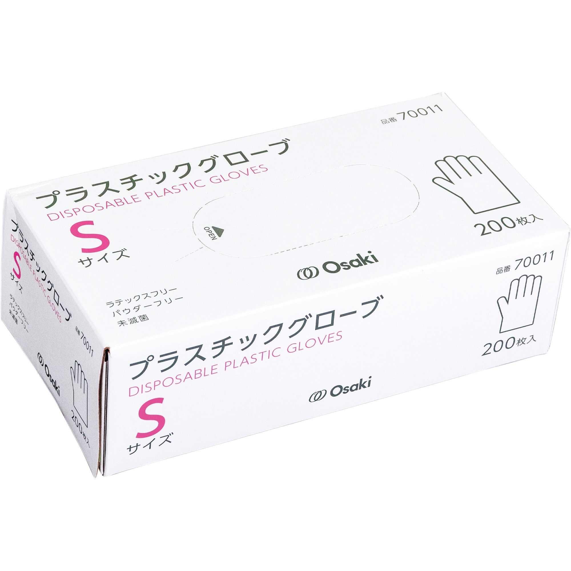 70011 プラスチックグローブ オオサキメディカル 透明色 厚さ0.09mm 1