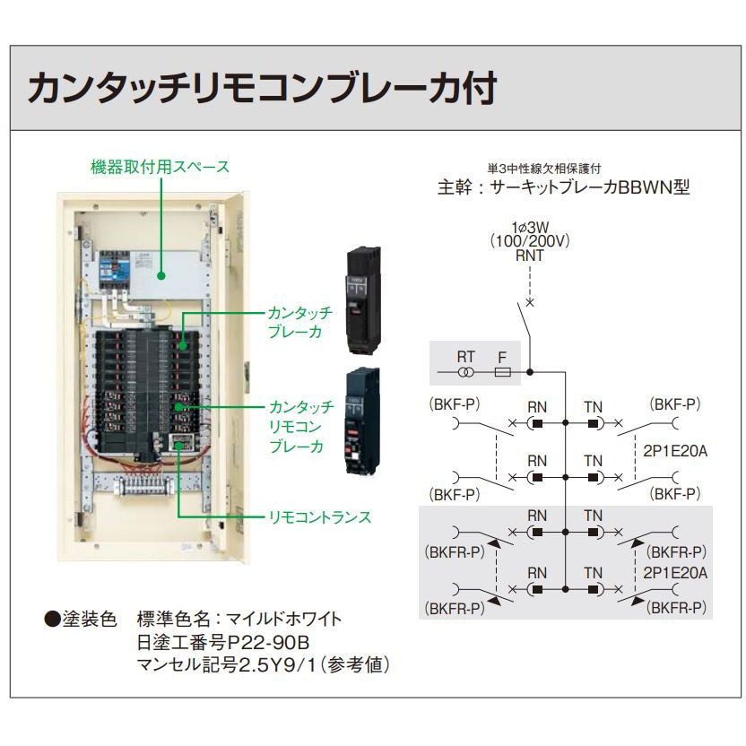 BN1018R10RH カンタッチアロー盤 電灯分電盤 カンタッチリモコン
