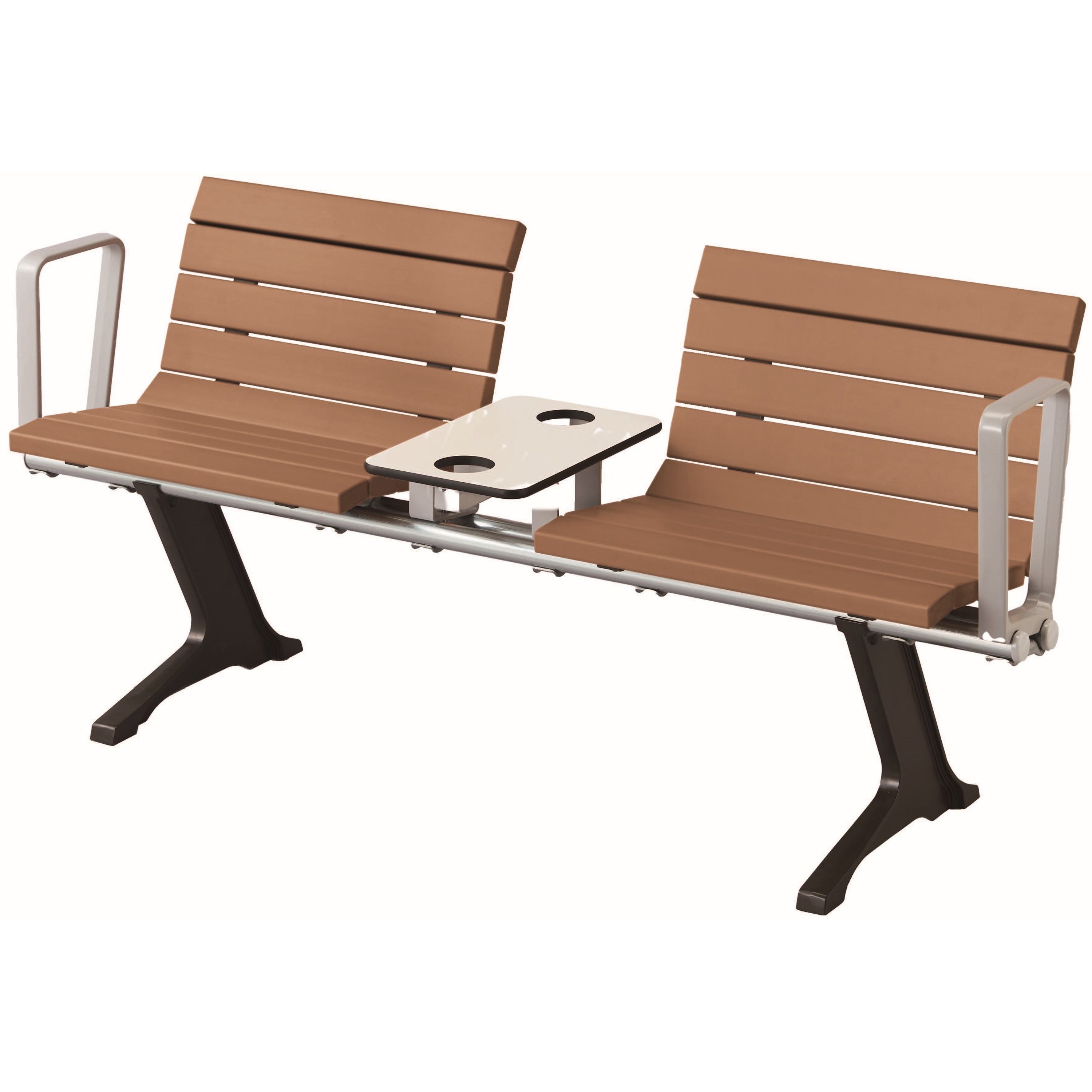 RB-210TCA 再生木材パブリックベンチ RB-21シリーズ RPウッドタイプ カップホルダーテーブル・肘付き 1台 モリマーキンキ 【通販モノタロウ】 209,800円