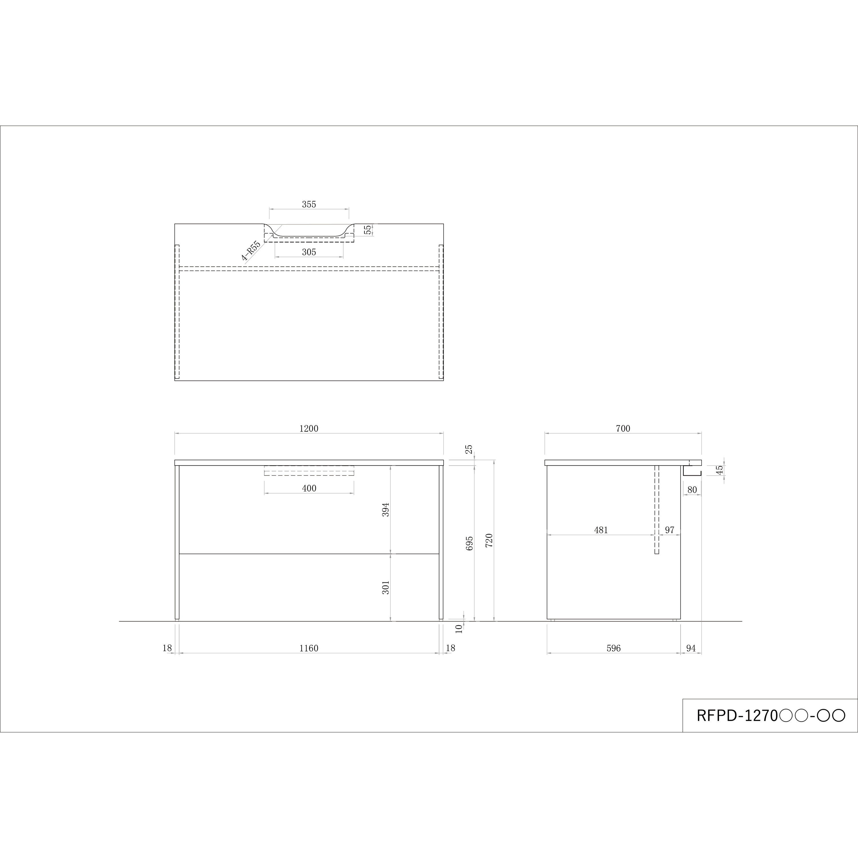 RFPD-1270NA-WL プラン 木製デスク アール・エフ・ヤマカワ 高さ720mm幅1200mm奥行700mm