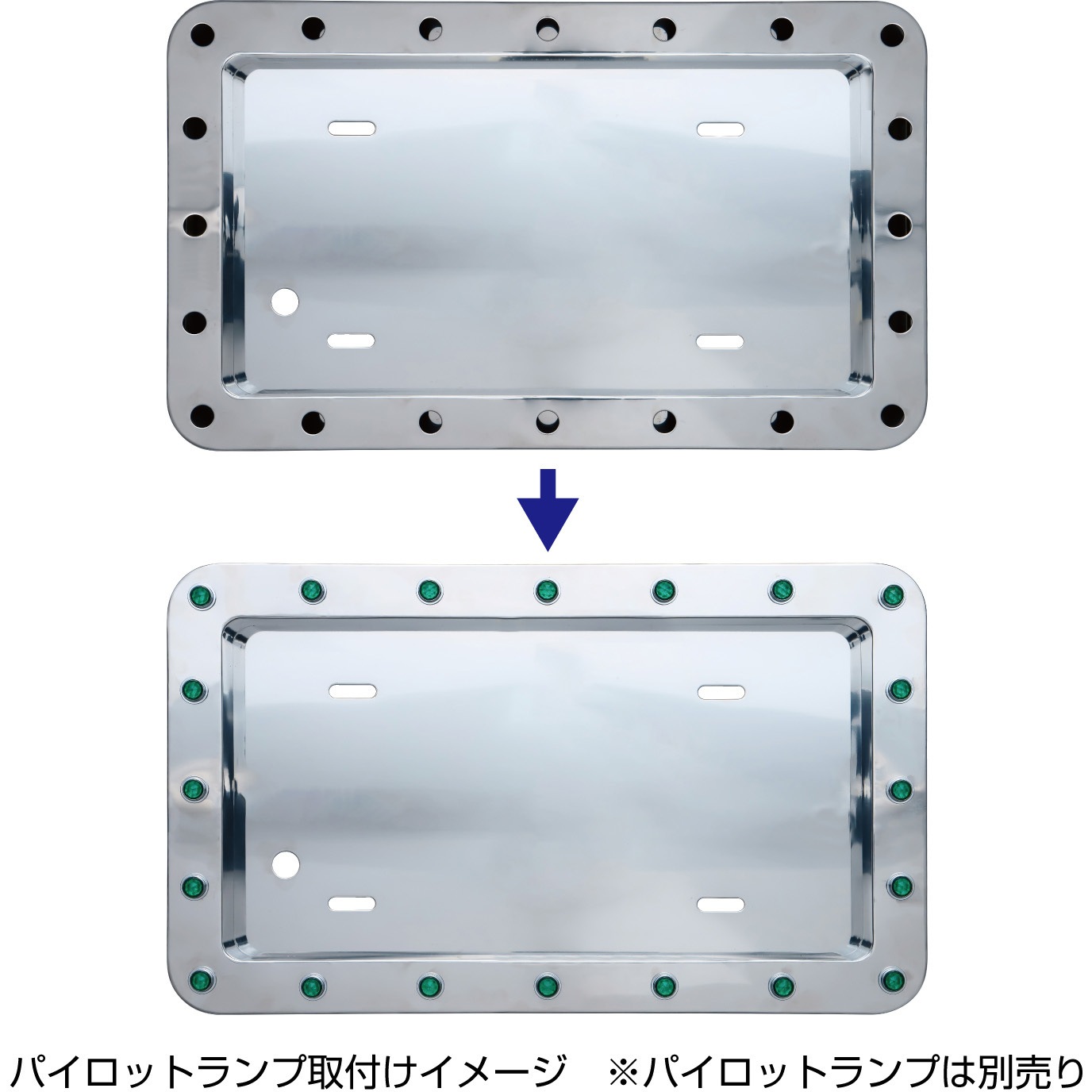 パイロットランプ取付け穴付ナンバープレート枠 JET INOUE(ジェット