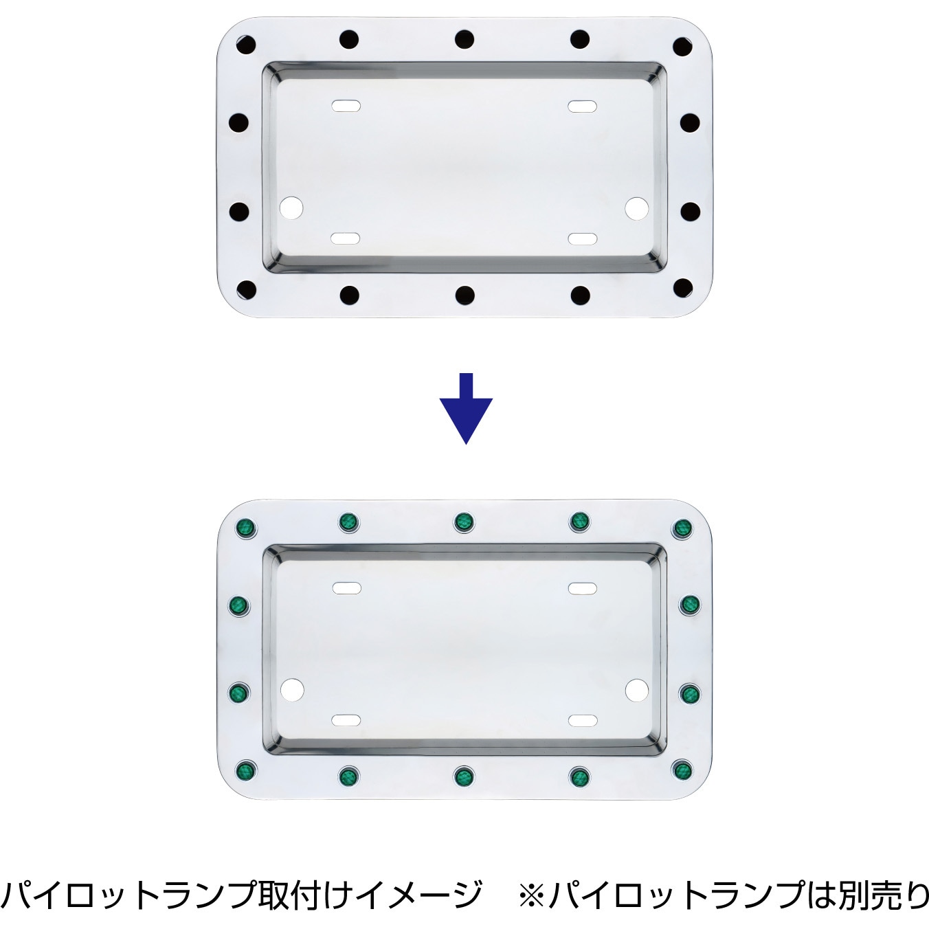 501198 パイロットランプ取付け穴付ナンバープレート枠 JET INOUE