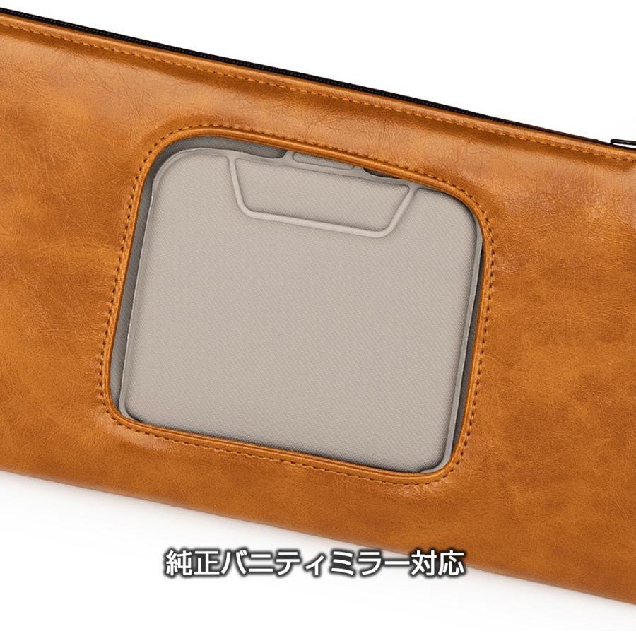 本革サンバイザーカバー キャメル オレンジステッチ バニティミラー×1 OE024-01-02 MAULBEERE サンバイザーカバー 1組 MAULBEERE 【通販