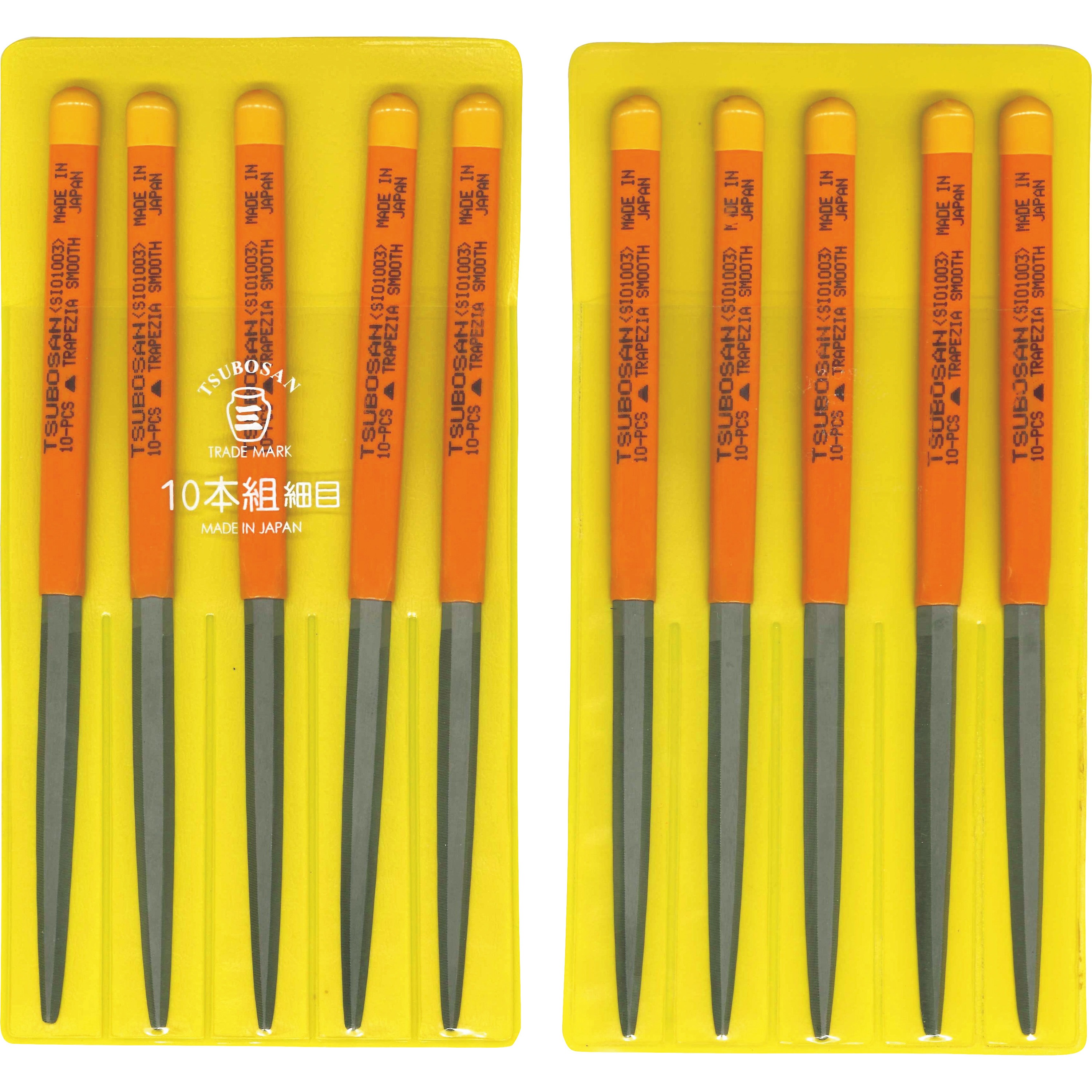 SI010-03 組ヤスリ  シノギ ツボサン 10本組細目タイプ 刃幅7.3mm刃長85mm 1セット SI010-03