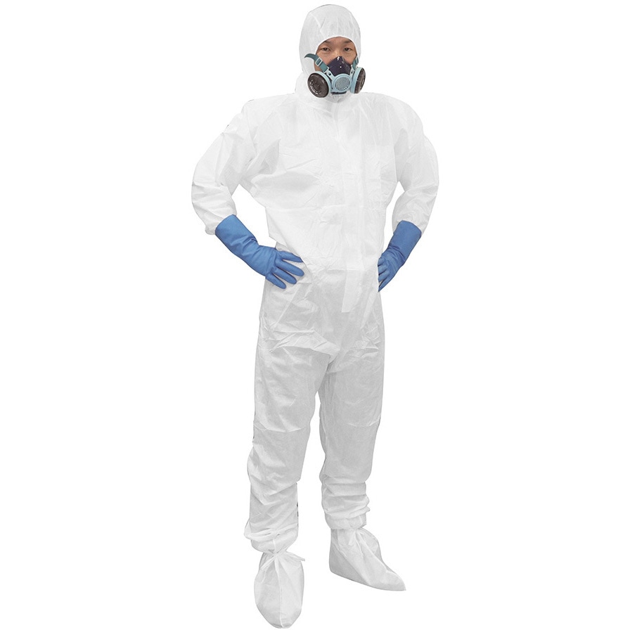 J2651 化学防護服(JIS T 8115 タイプ5，6)+SMSシューズカバーセット セーフラン安全用品 3L(ワンサイズのみ)  J2651 39,980円