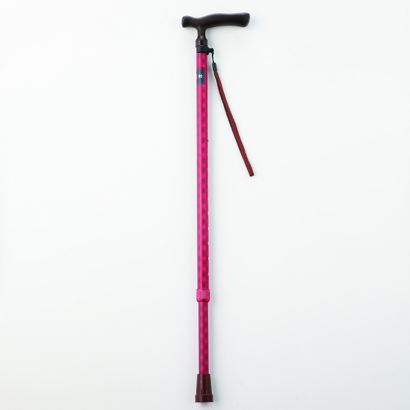 福助 チェック伸縮ステッキ   4ワインレジメンタルチェック 1個 豊通オールライフ 【通販モノタロウ】