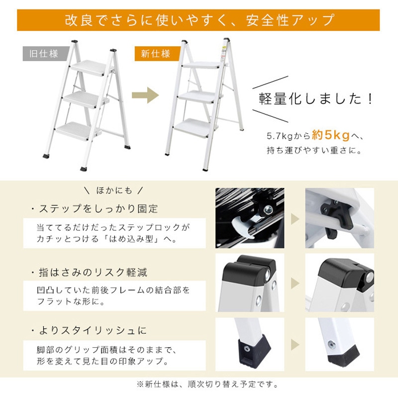 WK2005-WH 折りたたみ踏み台 ステップラダー 耐荷重150kg 1個 SIS