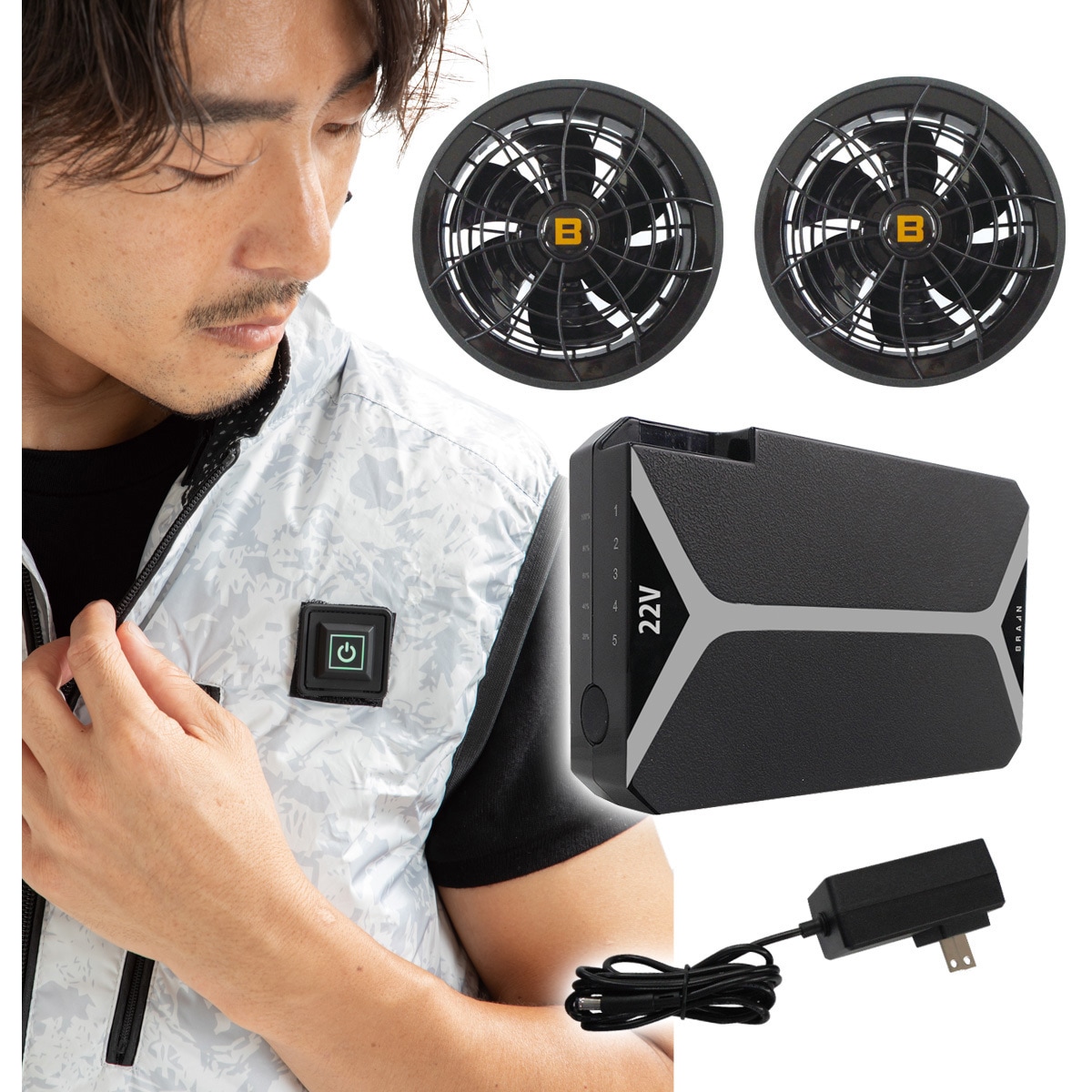 エアコンディショニングベスト 空調服　Mサイズ グレー(バッテリー付き) 楽天市場】【楽天ランキング1位】 空調服 セット ジーベック