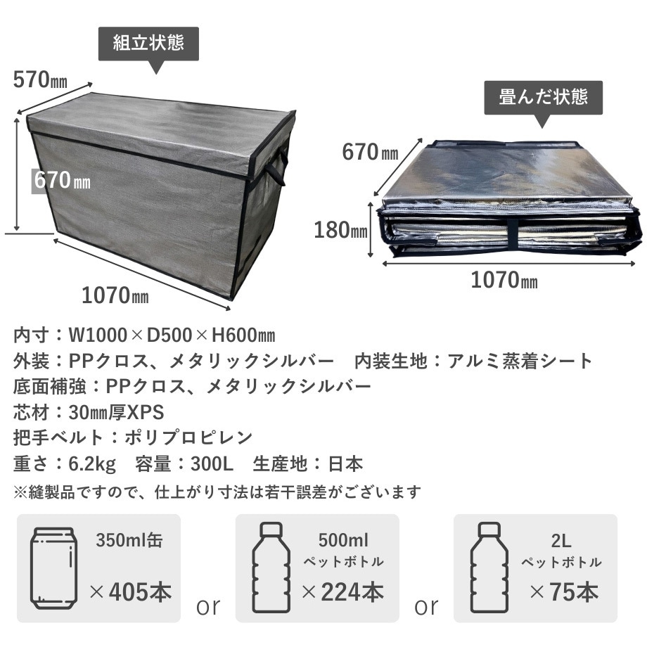 ZSP300-1 定番～超大型折りたたみ保冷BOX Zシッパー ホワイトバリーン