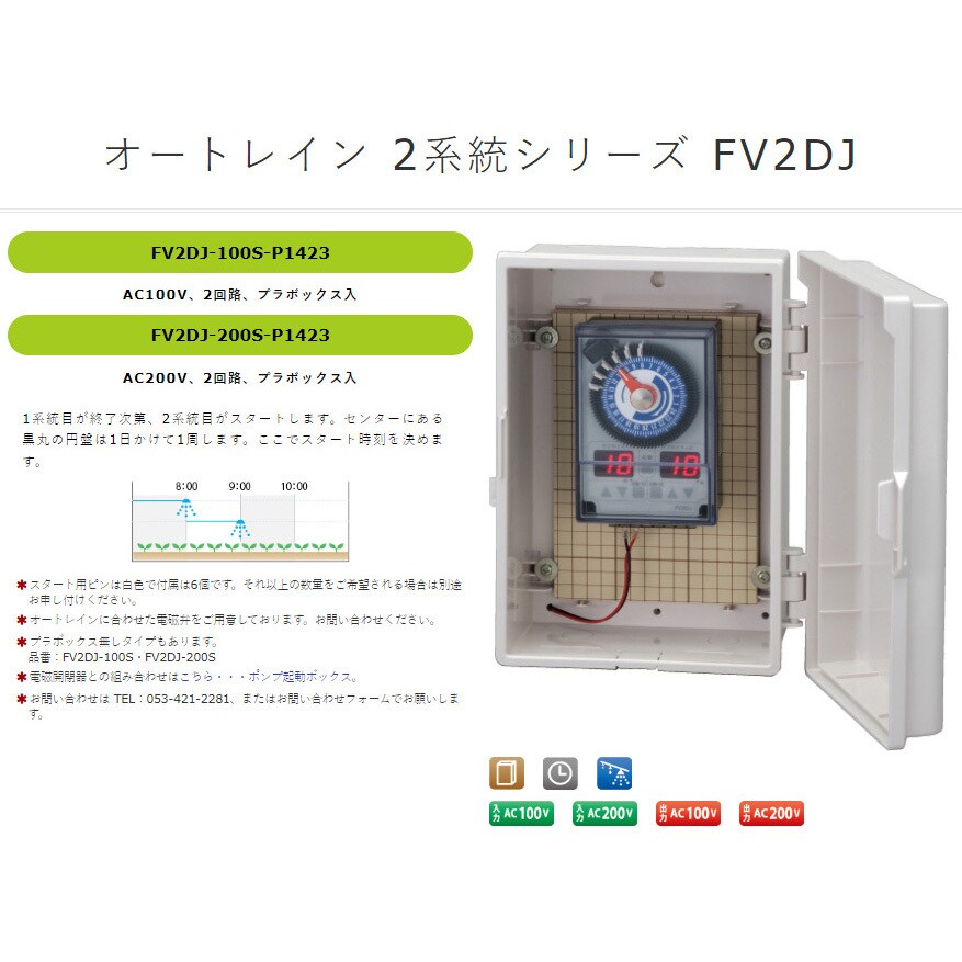 FV2DJ-100S(プラボックス無し) オートレインタイムスイッチ 2系統 1台 スナオ電気 【通販モノタロウ】