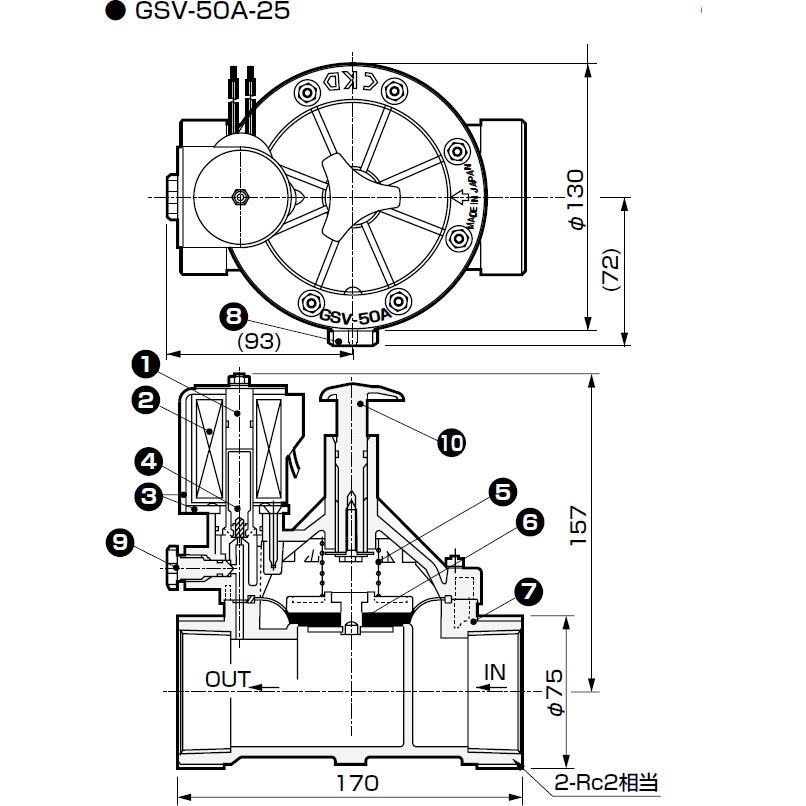 GSV-50A-X204-DC24V 自動散水用樹脂製電磁弁 GSV 1個 スナオ電気