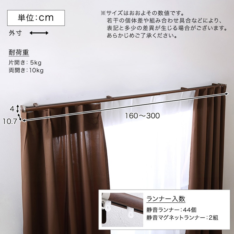 SH-29-TSD3-WH 省エネサイドキャップ付きカーテンレール ダブルタイプ