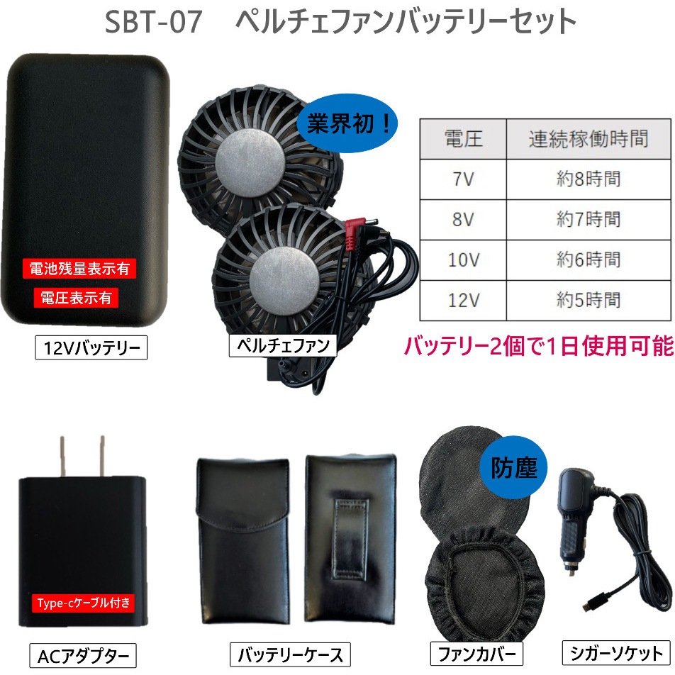 05300-sbt07 空調作業服12Vバッテリー ペルチェファンセット 1セット
