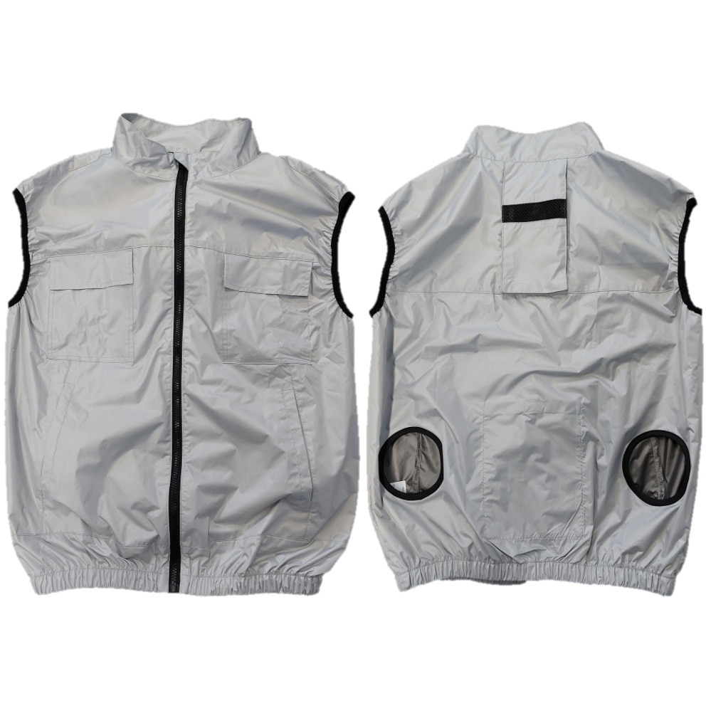 空調服 シルバー 4L ファンバッテリー付き acc-v 空調エアコン服 ベストタイプ エアコンファン付き ファン