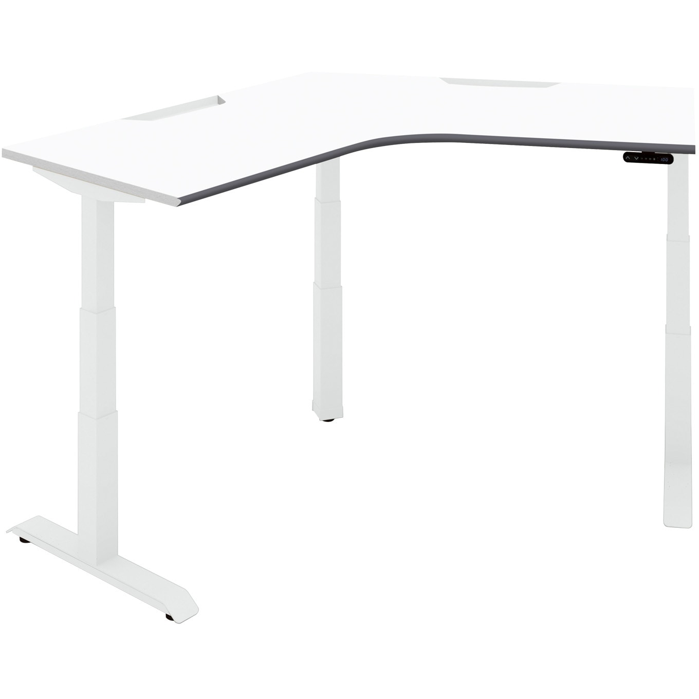 DSE-LZA1212M-SWPW2 デスク シークエンス ソフトエッジブーメラン型 ボタン昇降(配送・組立サービス付き) コクヨ 天板厚さ25mm  DSE-LZA1212M-SWPW2