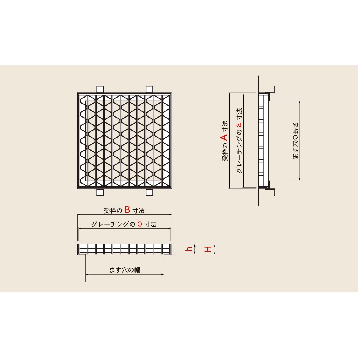 UKFCS-38-33-車道用 ユニバーサルデザイングレーチング ステンレス正方形ますぶた 車道用 カワグレ 荷重14t
