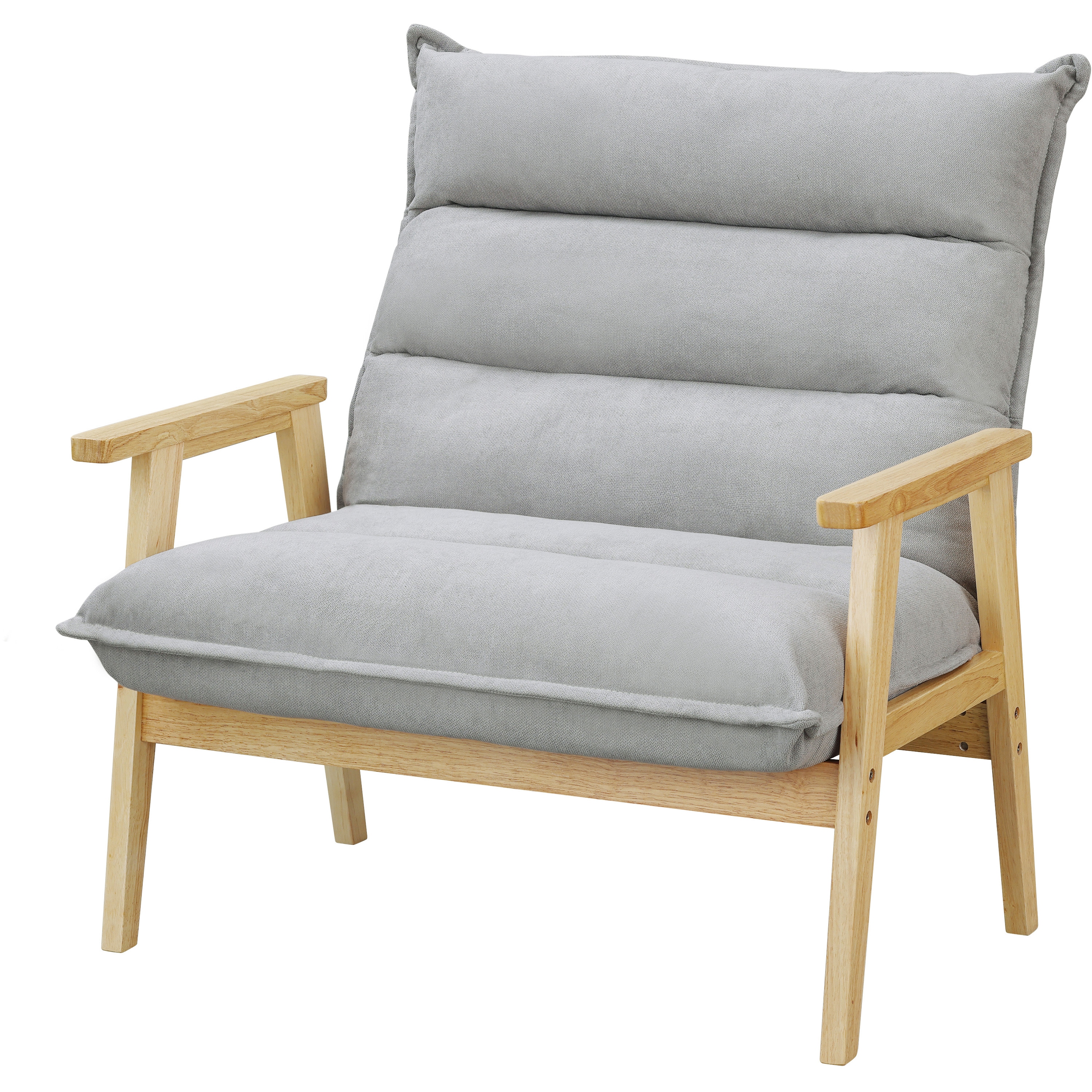 LHB-1W 1人掛けワイドハイバックソファ アイリスオーヤマ グレー色 幅895mm奥行650～850mm高さ830～910mm  LHB-1W