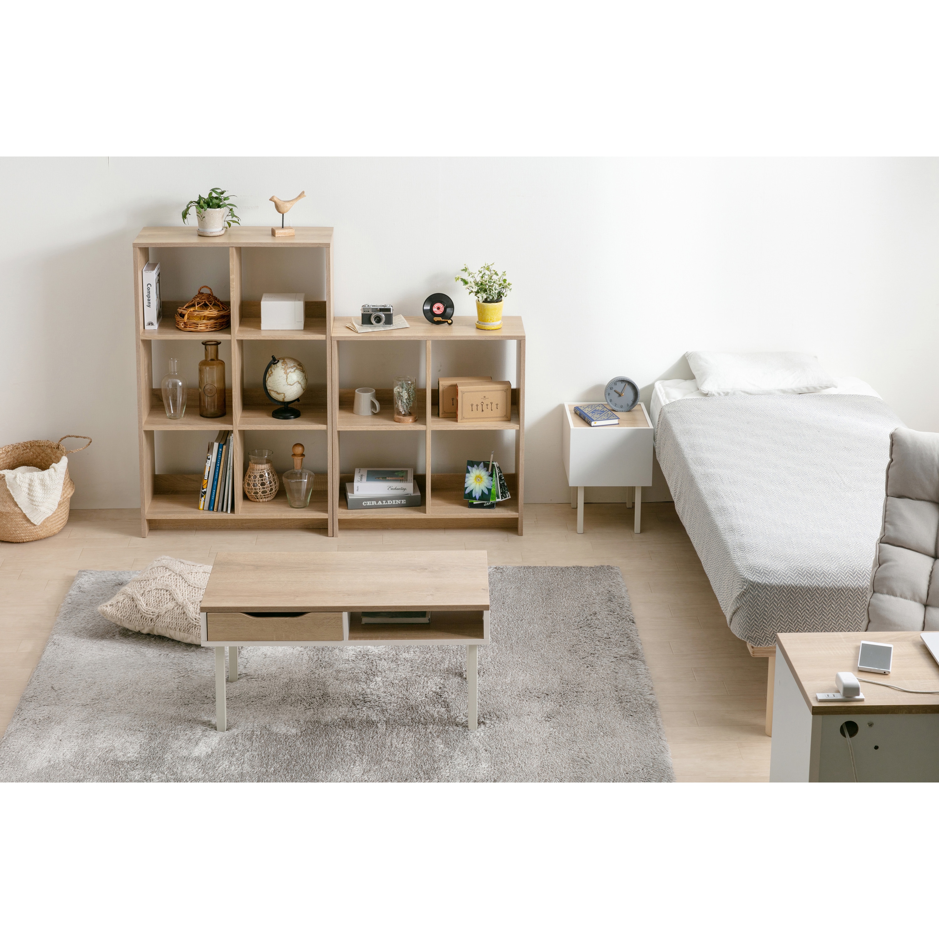 WOS-6 ウッドオープンシェルフ アイリスオーヤマ 棚板数固定4枚 ライト