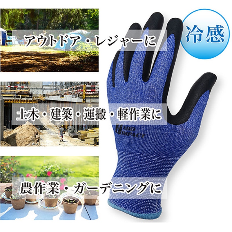SJG-02 冷感ニトリル背抜き手袋 ジェイワークスプランニング ブルー色