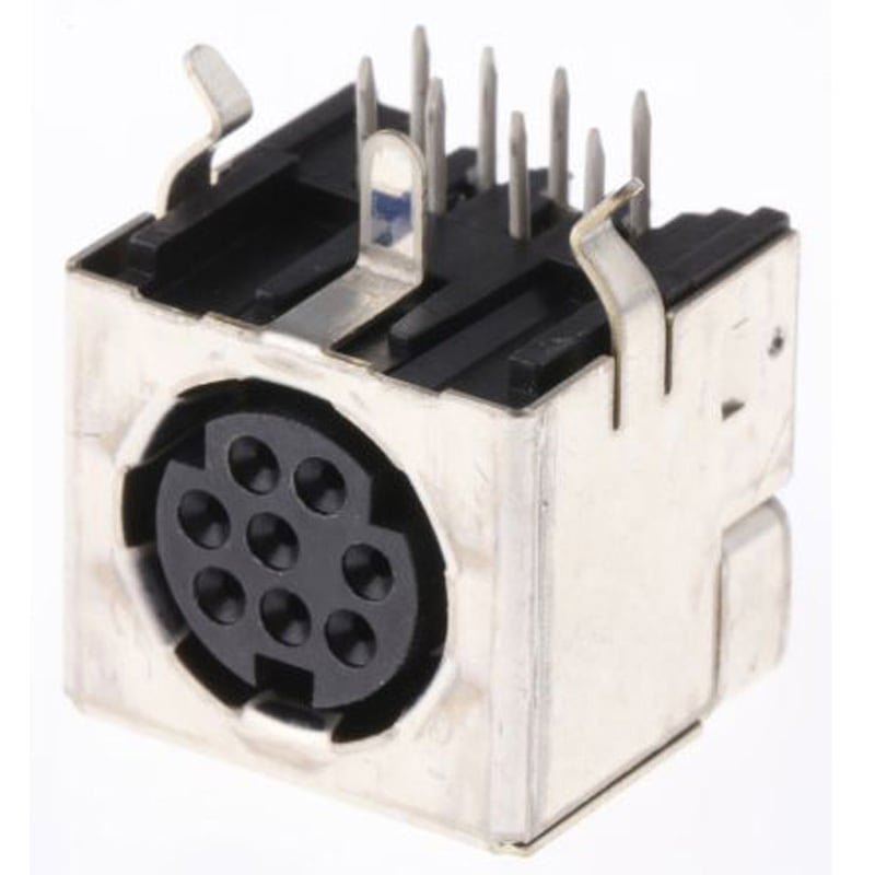 1658998-1 TE Connectivity DINソケット 8極 メス スルーホール実装 TE Connectivity Japan(旧:TYCOELECTRONICS(タイコエレクトロニクス)) はんだ ライトアングル 定格電流1A ミニチュア 1セット(19個) 1658998-1