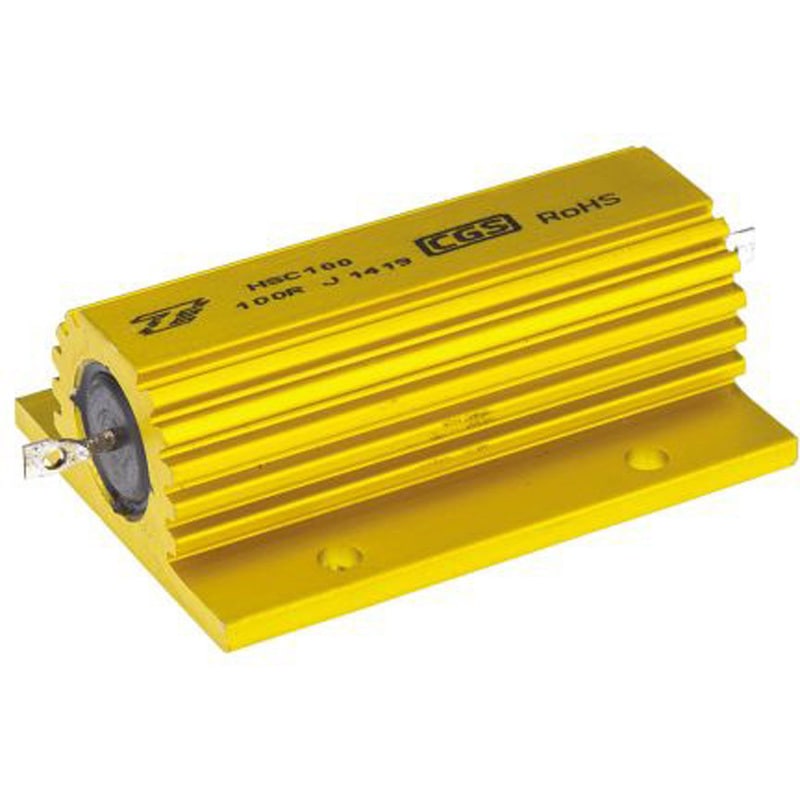 HSC100100RJ TE Connectivity シャーシ取り付け抵抗器，100W，100Ω，±5% TE Connectivity Japan(旧:TYCOELECTRONICS(タイコエレクトロニクス)) アルミハウジング シリーズHSA05 巻線