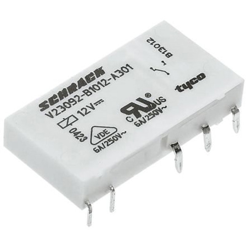 V23092B1024A301 TE Connectivity パワーリレー 24V dc， 1c接点 基板実装タイプ TE Connectivity Japan(旧:TYCOELECTRONICS(タイコエレクトロニクス)) シリーズSNR スイッチング電流6A コイル抵抗3390Ω 1セット(20個) V23092B1024A301 18,735円