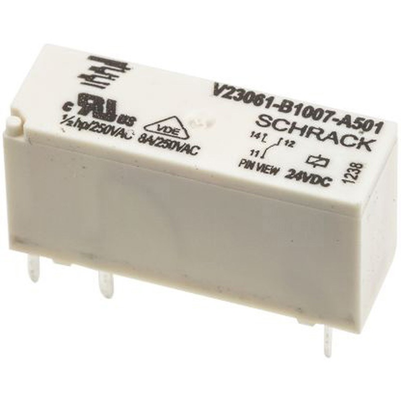 V23061B1007A501 TE Connectivity パワーリレー 24V dc， 1c接点 基板実装タイプ TE Connectivity Japan(旧:TYCOELECTRONICS(タイコエレクトロニクス)) シリーズMSR スイッチング電流8A コイル抵抗2270Ω 1セット(20個) V23061B1007A501