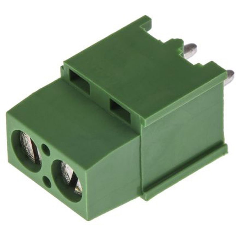 282841-2 TE Connectivity 基板用端子台， Buchananシリーズ， 5.08mmピッチ ， 1列， 2極， 緑 TE Connectivity Japan(旧:TYCOELECTRONICS(タイコエレクトロニクス)) オス スルーホール実装 スクリュー 幅9mm 1箱(300個) 282841-2