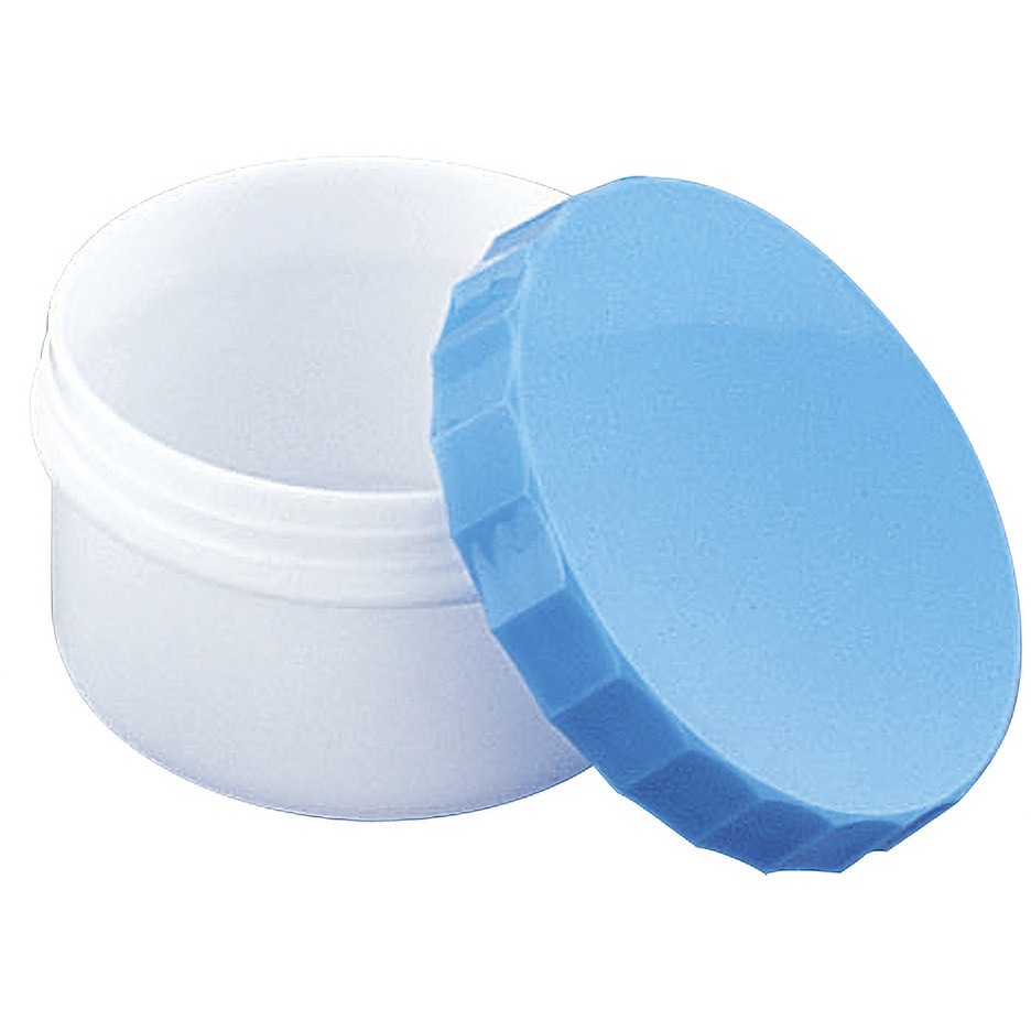 50 プラ軟こう壺(深型) 1箱100個入 青 EOG滅菌済 アズワン 55mL