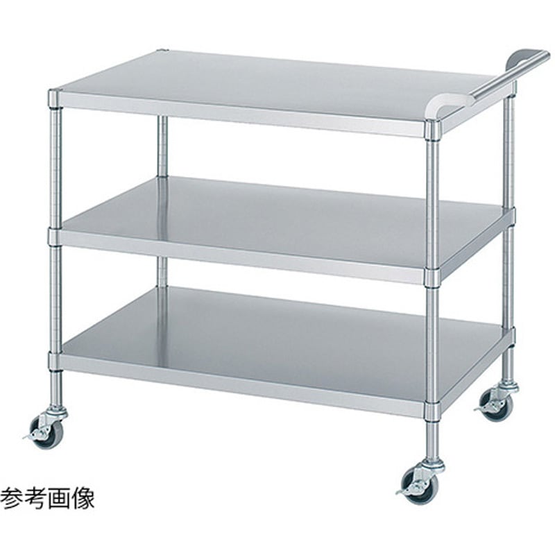 M03-6045-U75 ステンレスワゴン(SUS430)棚3段 シンコー 寸法600×450×800mm  M03-6045-U75