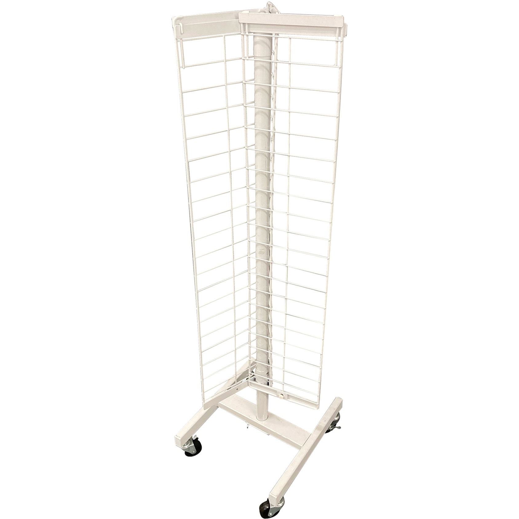 10195600 回転ネット什器 三面 白 TKN-3 キャスター付 フック30本付