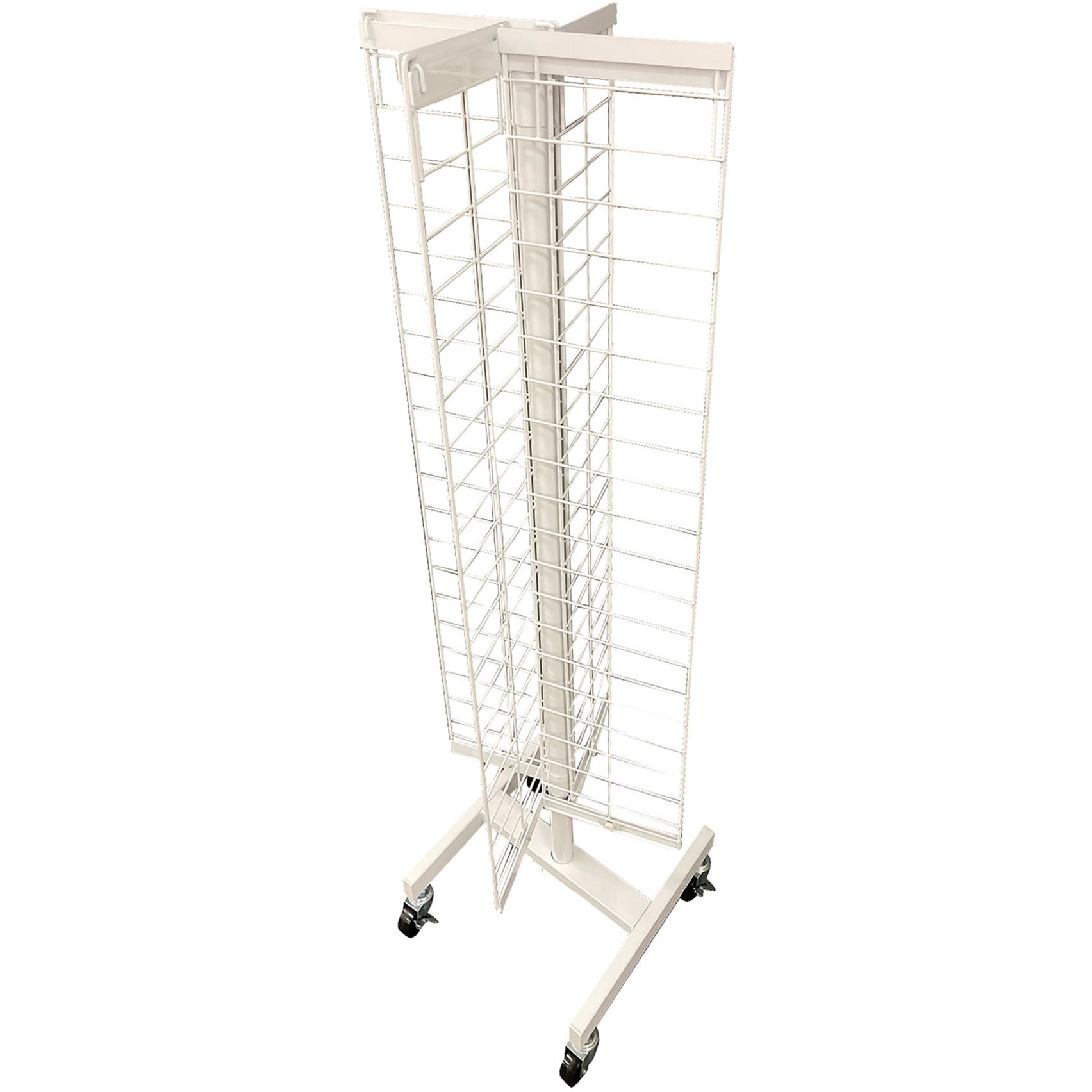 10195601 回転ネット什器 四面 白 TKN-4 キャスター付 フック40