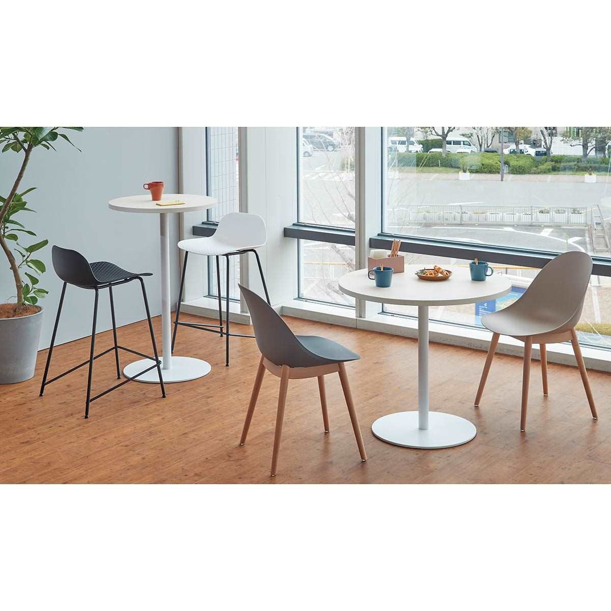 ローテーブル 22861-250 ラウンドカフェテーブル 黒脚 直径60cm 1台 ストア