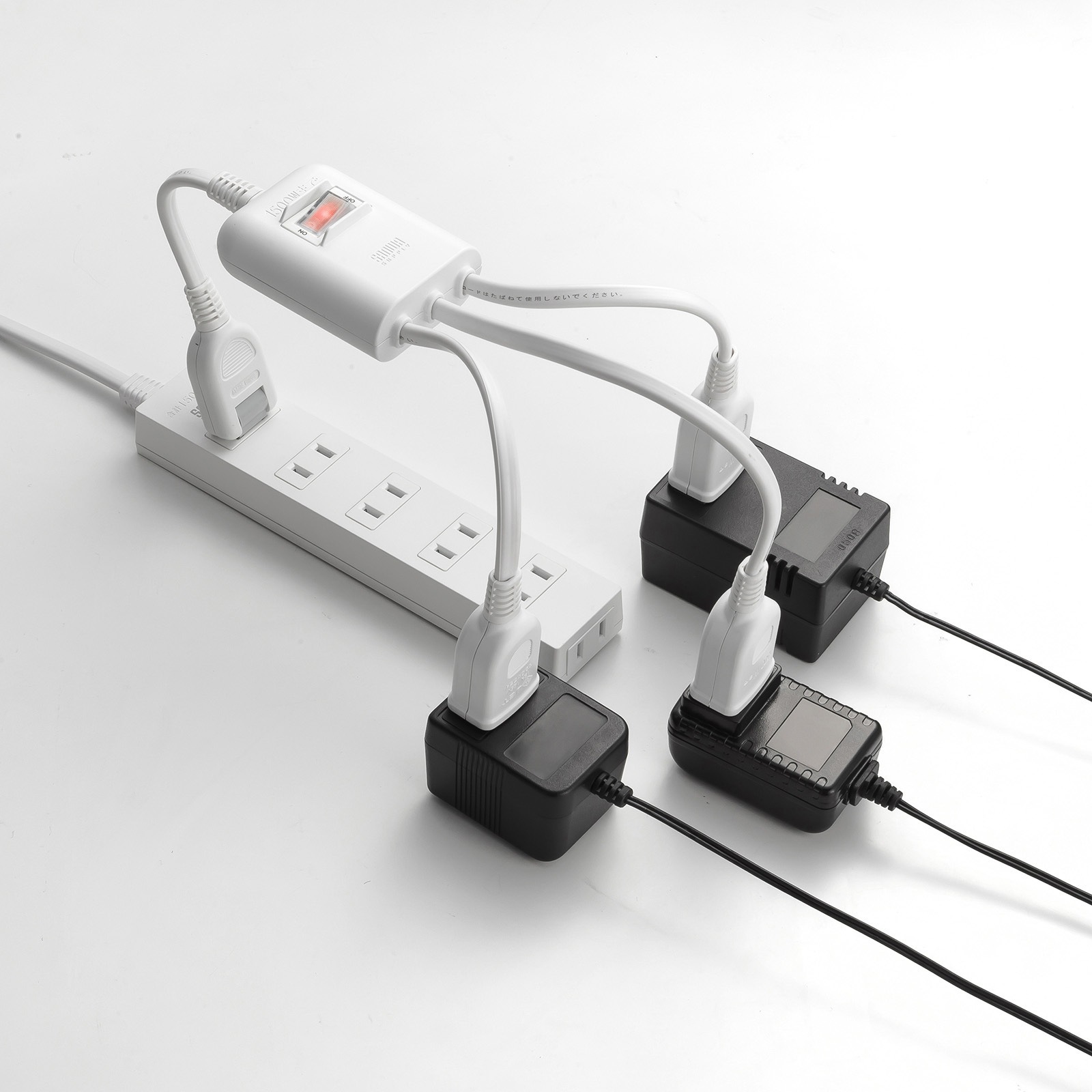 FURUKAWA ELECTRIC μ-s3 長さ約2,2m×2本 TAP-EX3SWW 電源延長コード_一括集中スイッチ付き サンワサプライ
