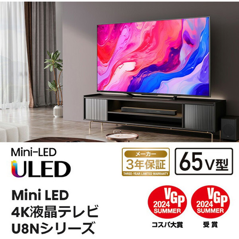 65U8N 4K液晶テレビ ネット動画 Apple Airplay2/Anyview Cast 対応