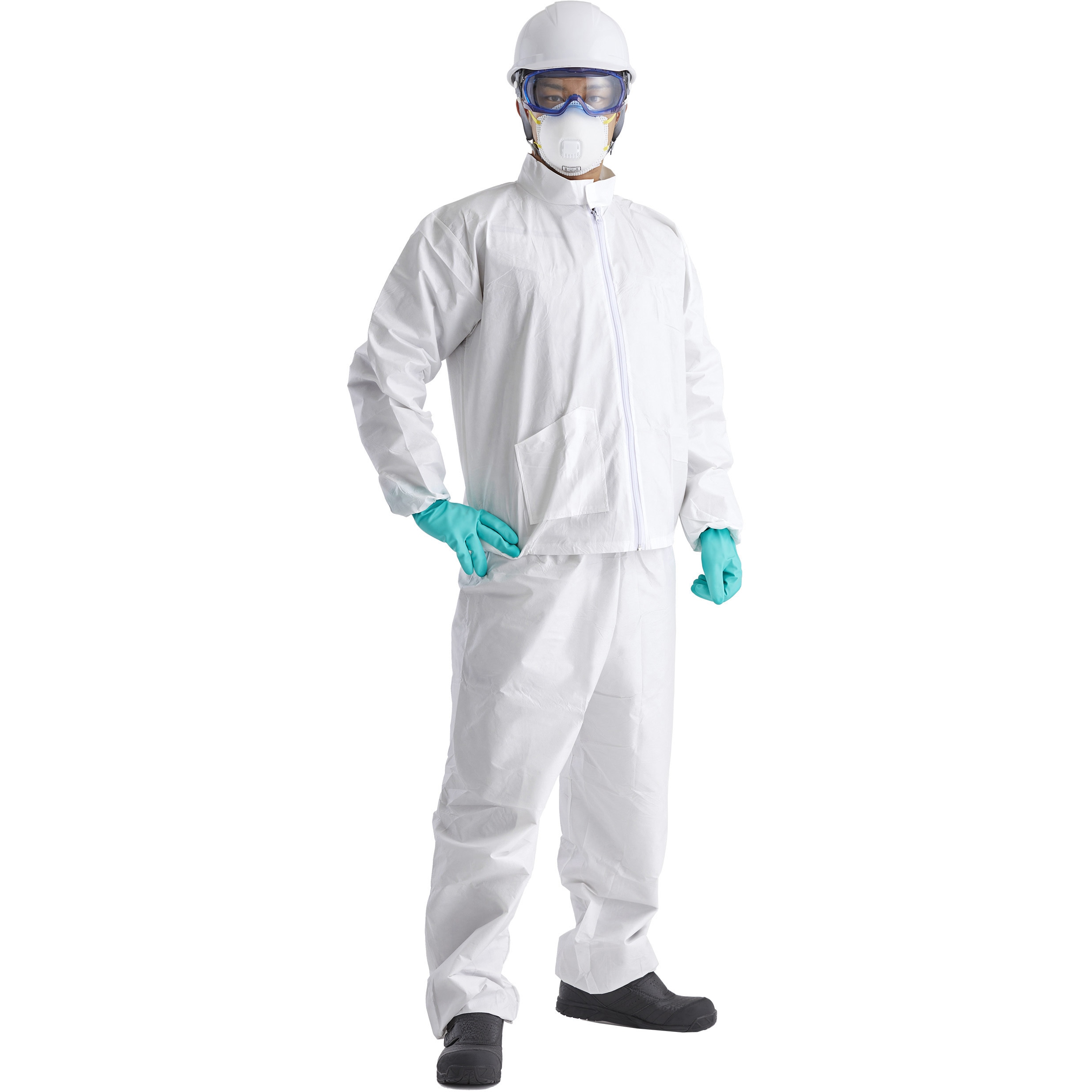 038-100085-00 セパレート型防護服K1800 ジャケット/ジャンパー/ジャンバー(上着) 川本産業 フリーサイズ(2XLサイズ) 1箱(50着) 038-100085-00