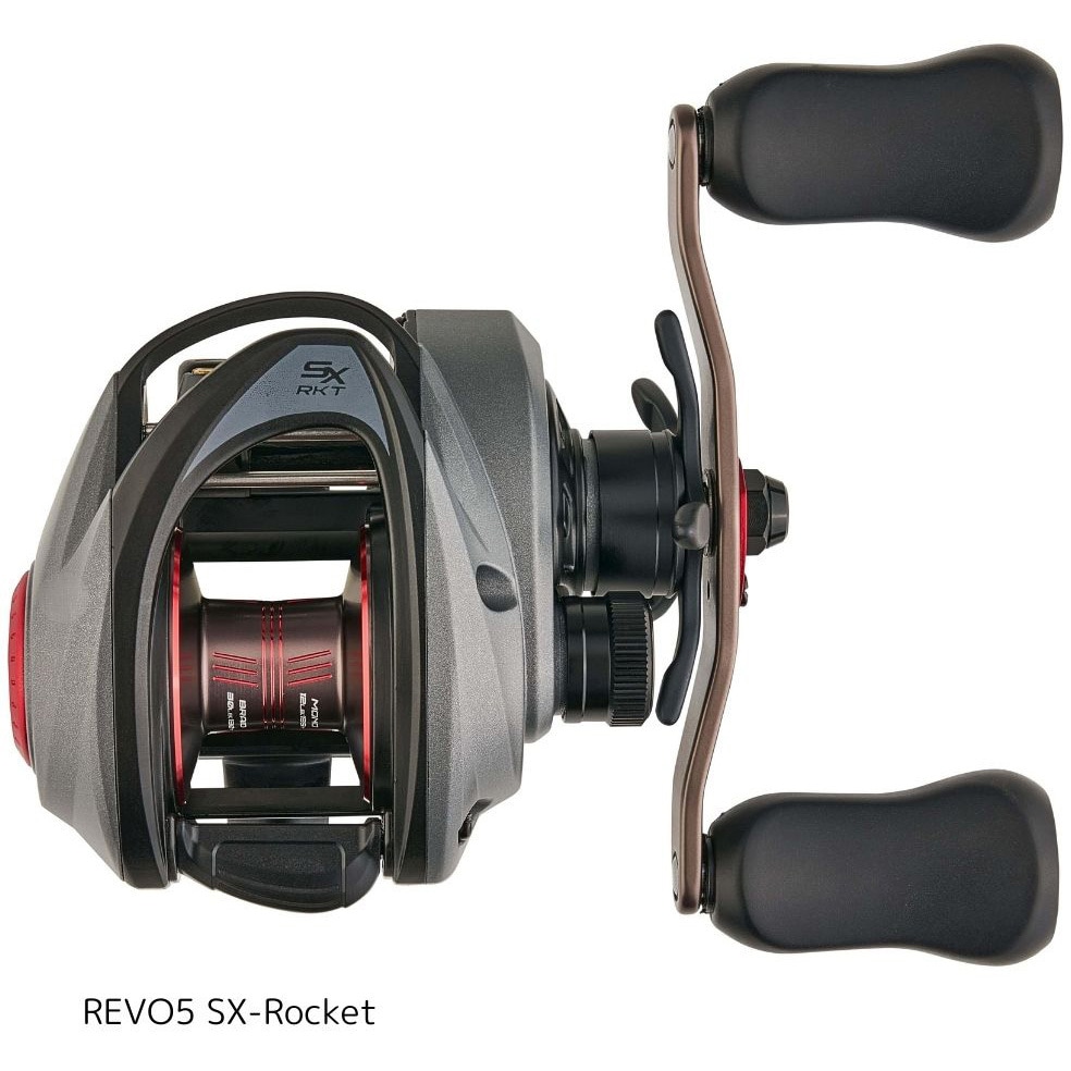 右) REVO5 SX-Rocket AbuGarcia(アブガルシア) 自重223g ハンドル長さ