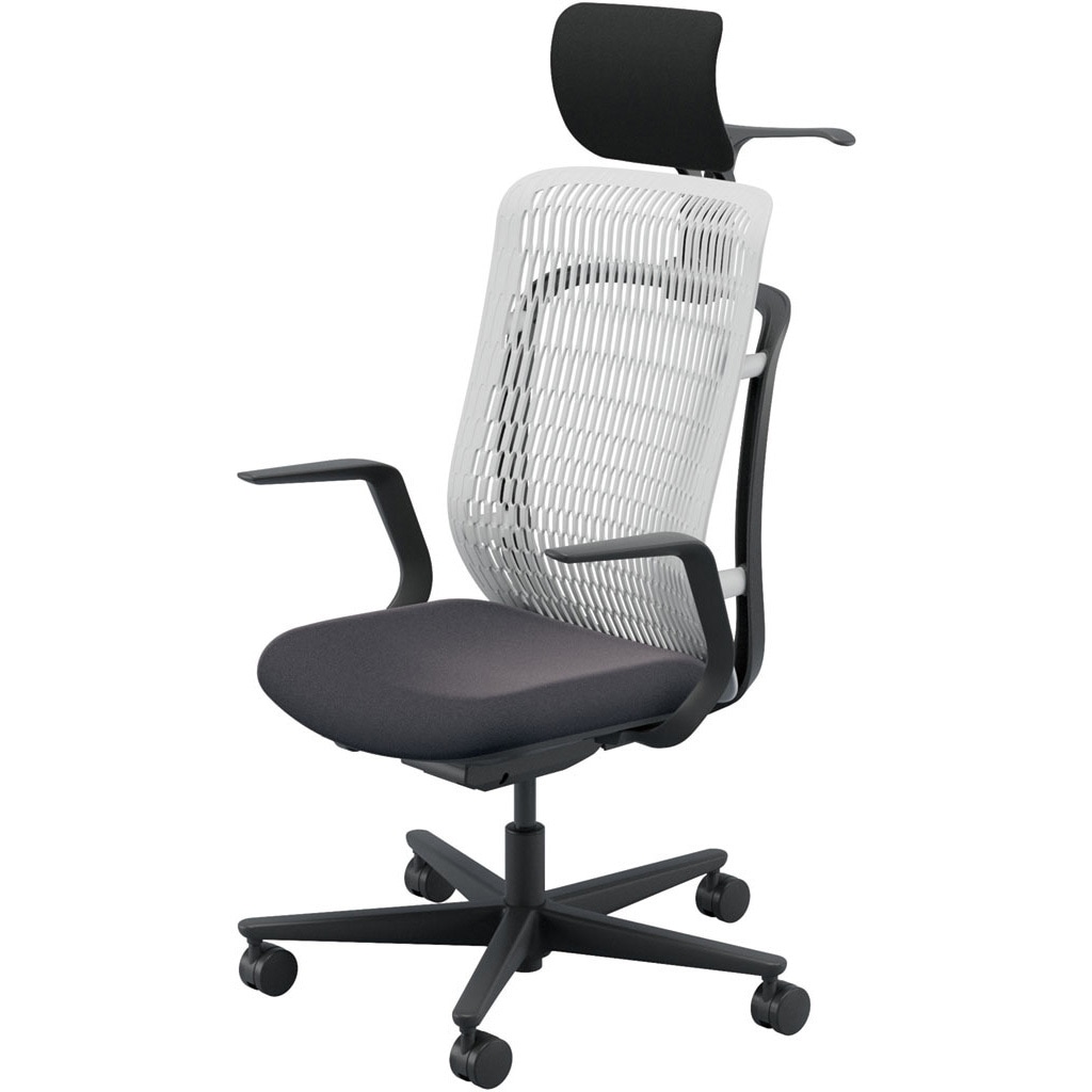 5-372-712B AJCHAIR2(AJチェア2) L型肘 ヘッドレスト・ジャケットハンガー付 内田洋行 ハイバック ナイロンキャスター   5-372-712B