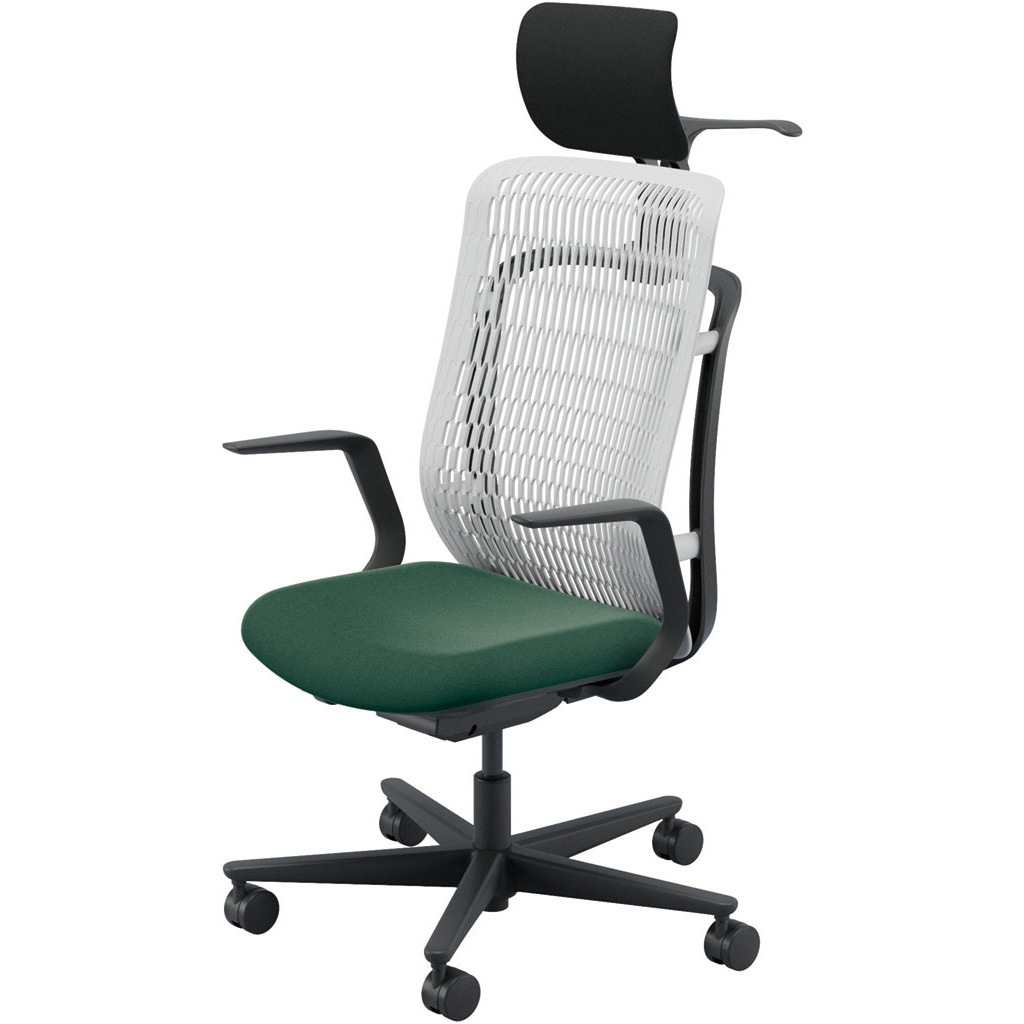 5-372-712J AJCHAIR2(AJチェア2) L型肘 ヘッドレスト・ジャケットハンガー付 内田洋行 ハイバック ナイロンキャスター   5-372-712J