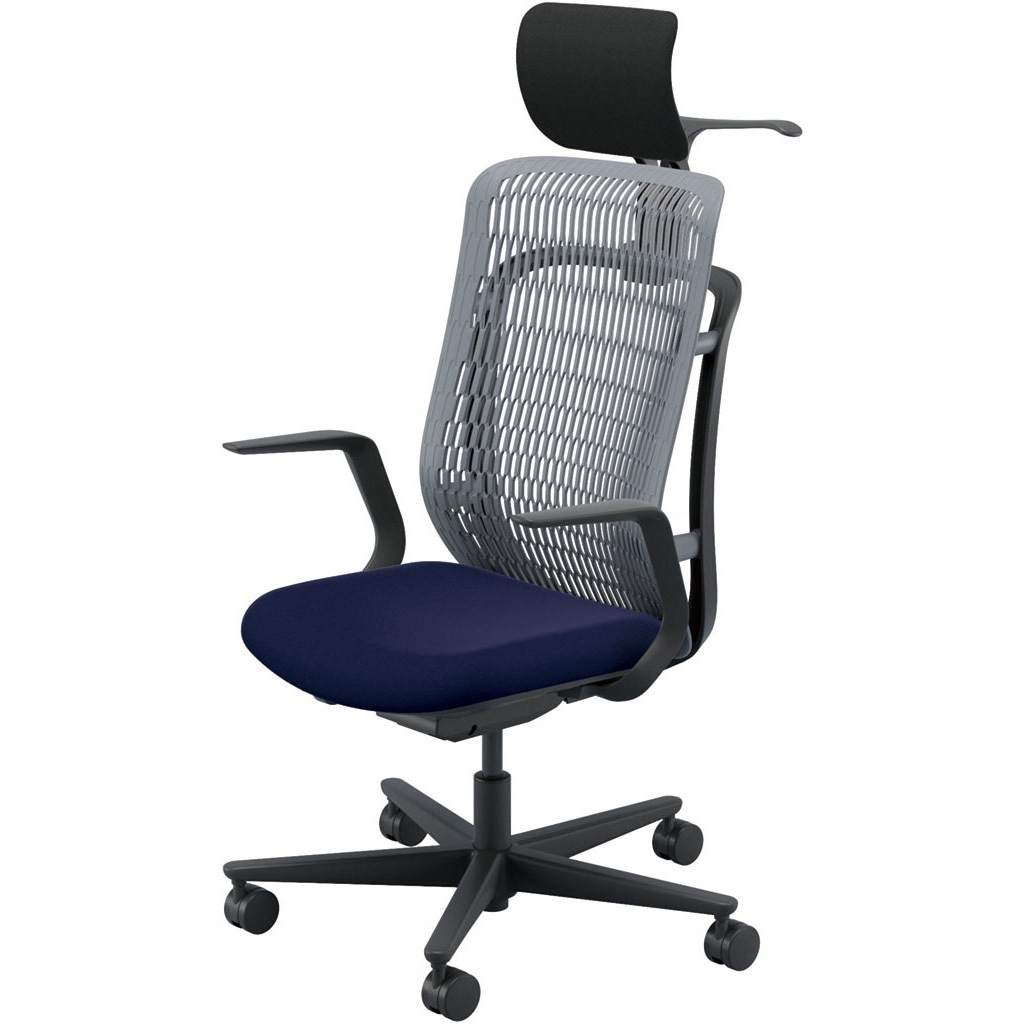 5-372-612F AJCHAIR2(AJチェア2) L型肘 ヘッドレスト・ジャケットハンガー付 内田洋行 ハイバック ナイロンキャスター   5-372-612F