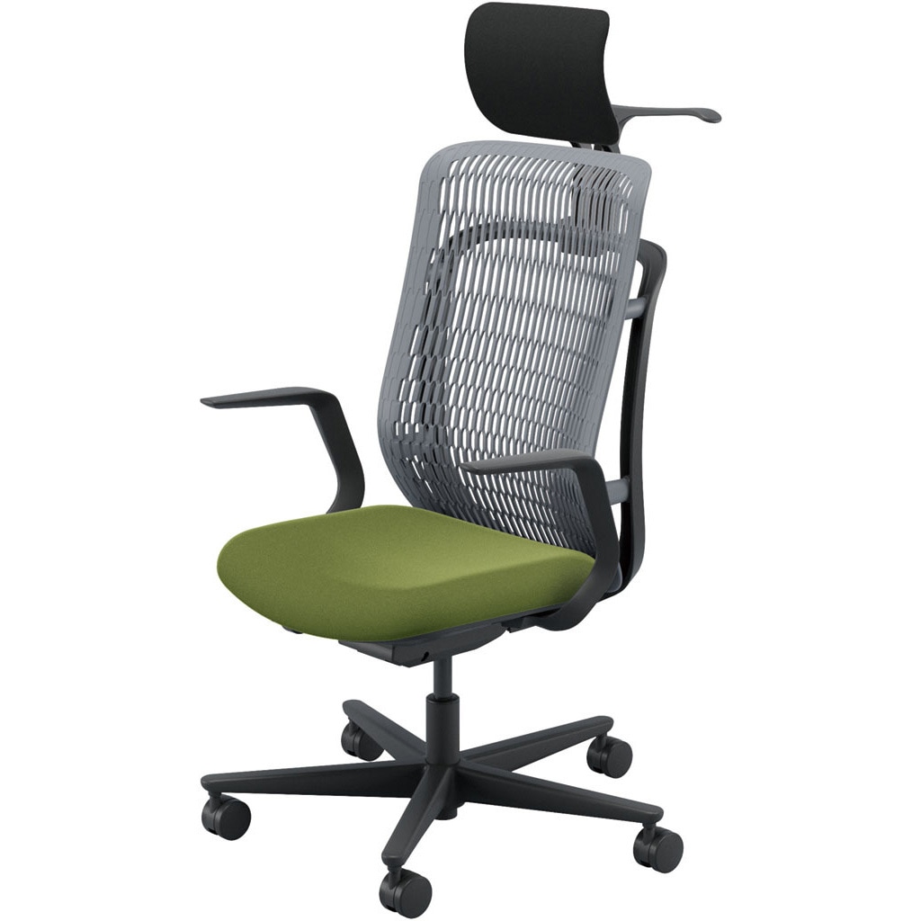 5-372-612G AJCHAIR2(AJチェア2) L型肘 ヘッドレスト・ジャケットハンガー付 内田洋行 ハイバック ナイロンキャスター   5-372-612G 44,388円