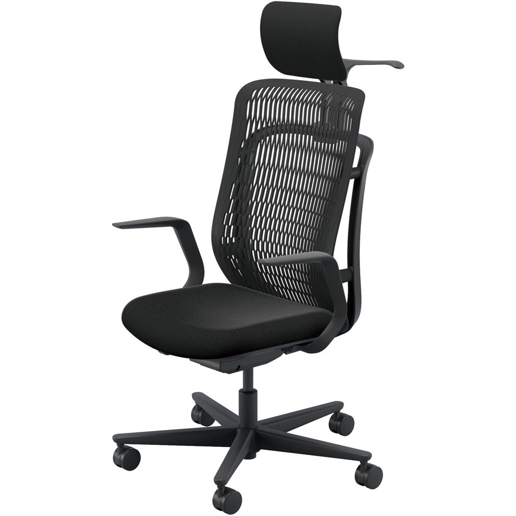 5-372-512A AJCHAIR2(AJチェア2) L型肘 ヘッドレスト・ジャケットハンガー付 内田洋行 ハイバック ナイロンキャスター   5-372-512A