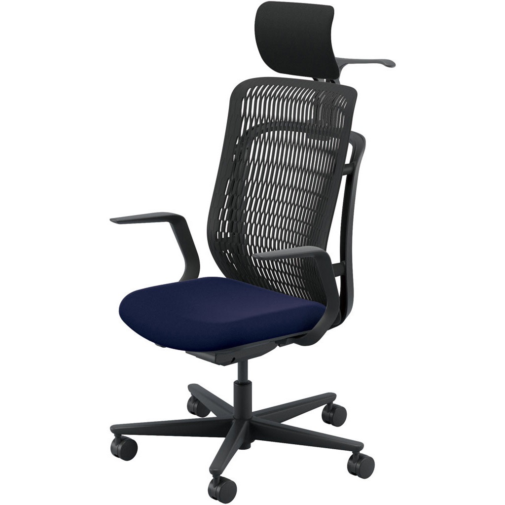 5-372-512F AJCHAIR2(AJチェア2) L型肘 ヘッドレスト・ジャケットハンガー付 内田洋行 ハイバック ナイロンキャスター   5-372-512F