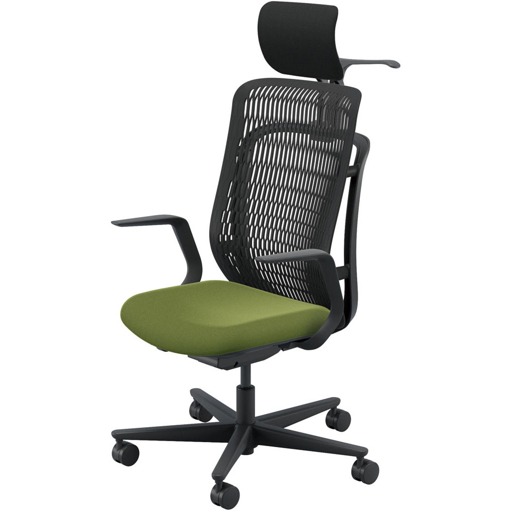 5-372-512G AJCHAIR2(AJチェア2) L型肘 ヘッドレスト・ジャケットハンガー付 内田洋行 ハイバック ナイロンキャスター   5-372-512G 44,388円