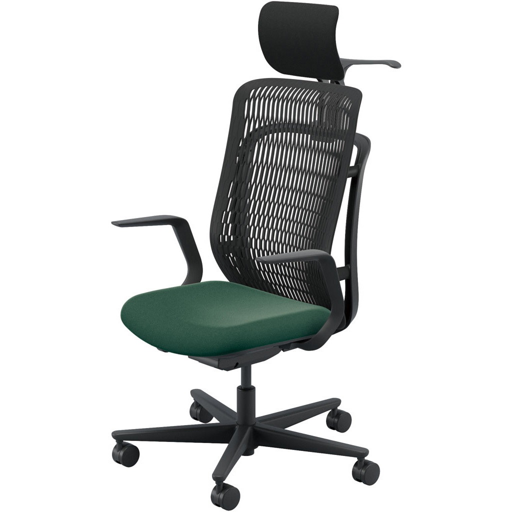 5-372-512J AJCHAIR2(AJチェア2) L型肘 ヘッドレスト・ジャケットハンガー付 内田洋行 ハイバック ナイロンキャスター   5-372-512J