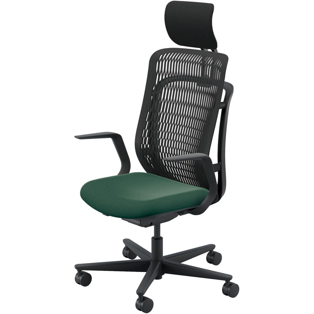 5-372-511J AJCHAIR2(AJチェア2) L型肘 ヘッドレスト付 内田洋行 ハイバック ナイロンキャスター   5-372-511J