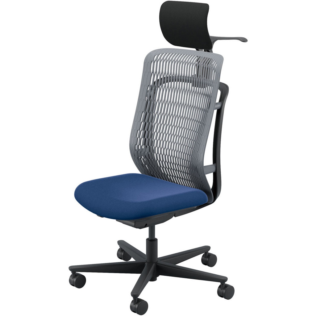 内田洋行 AJチェア ヘッドレスト付 ハンガー無 可動肘 ウレタンキャスター Aグレー×ブラック 53727330 1脚(メーカー直送)