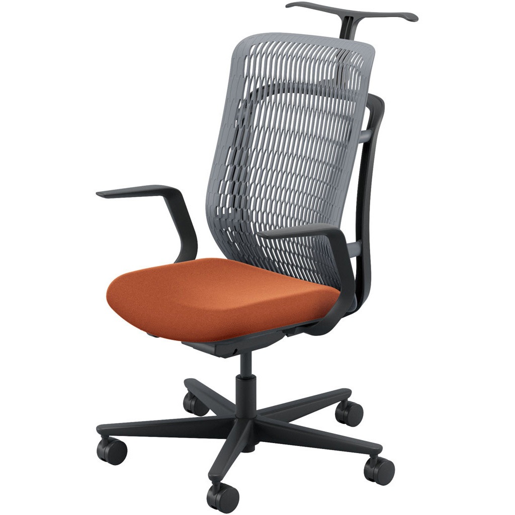 5-372-212D AJCHAIR2(AJチェア2) L型肘 ジャケットハンガー付 内田洋行 ハイバック ナイロンキャスター   5-372-212D