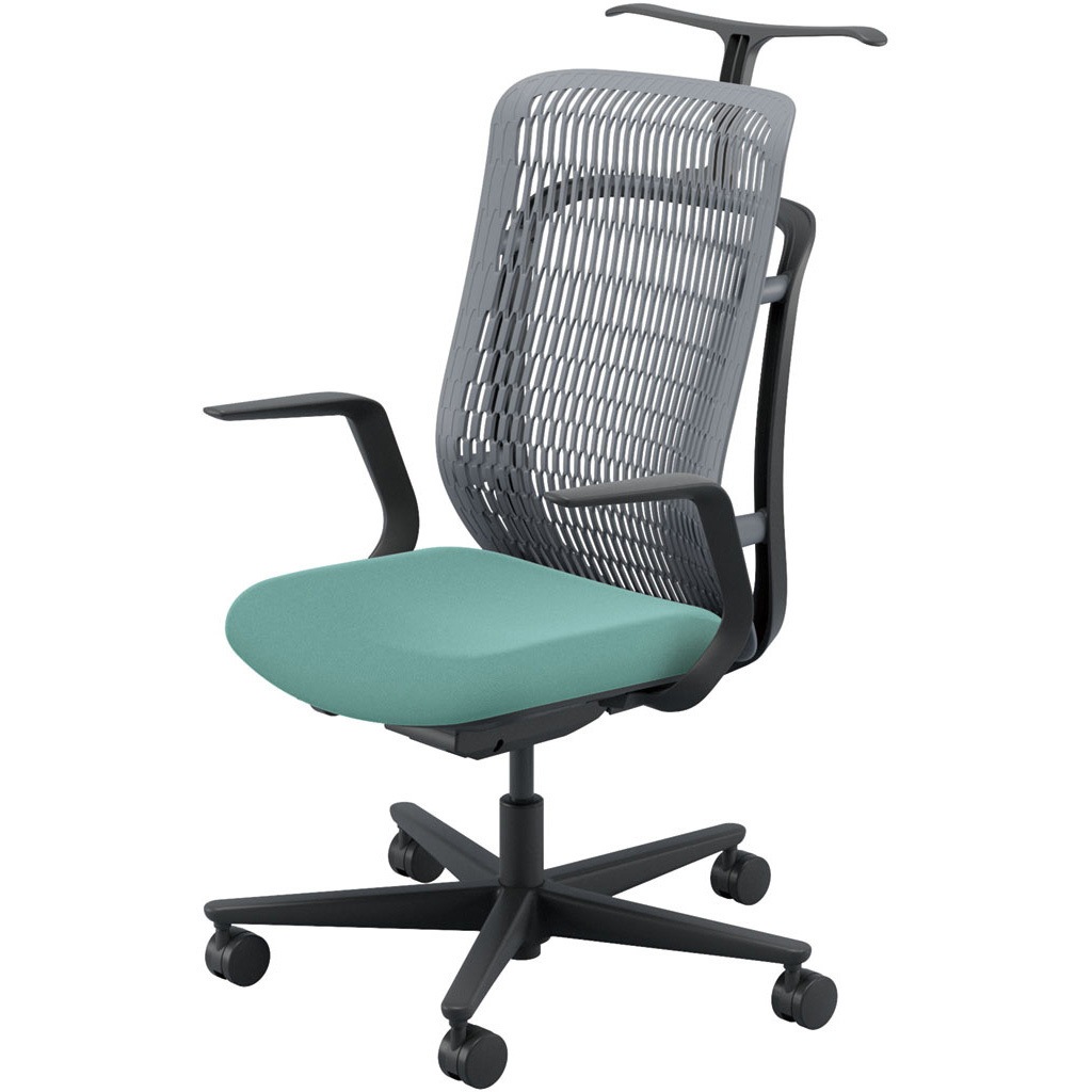 5-372-212H AJCHAIR2(AJチェア2) L型肘 ジャケットハンガー付 内田洋行 ハイバック ナイロンキャスター   5-372-212H